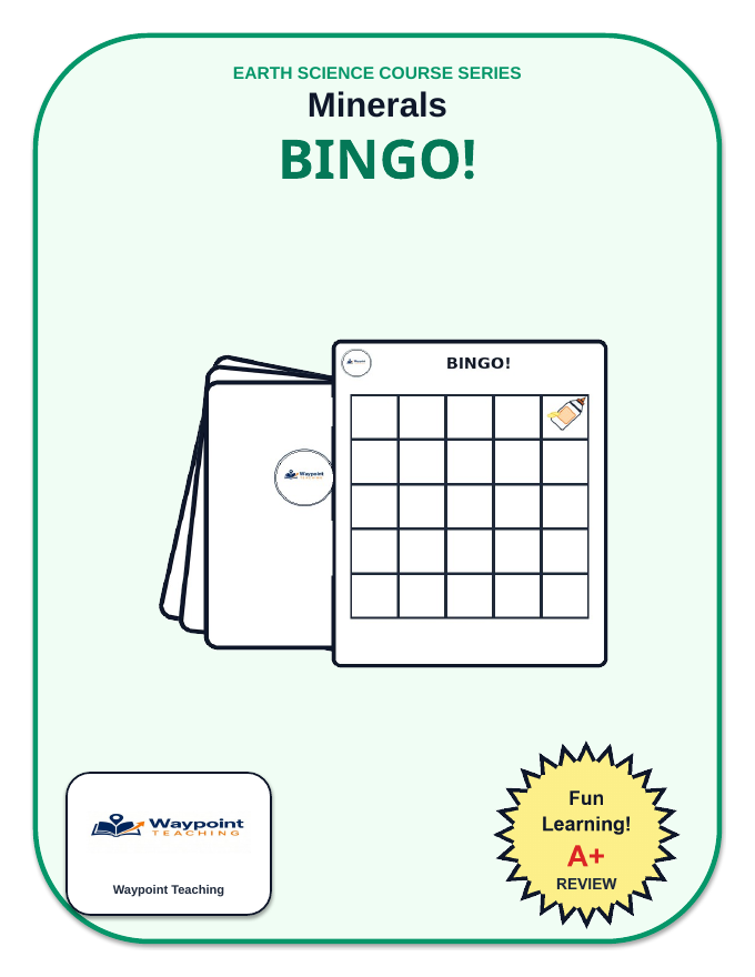Minerals BINGO Review Game sample page