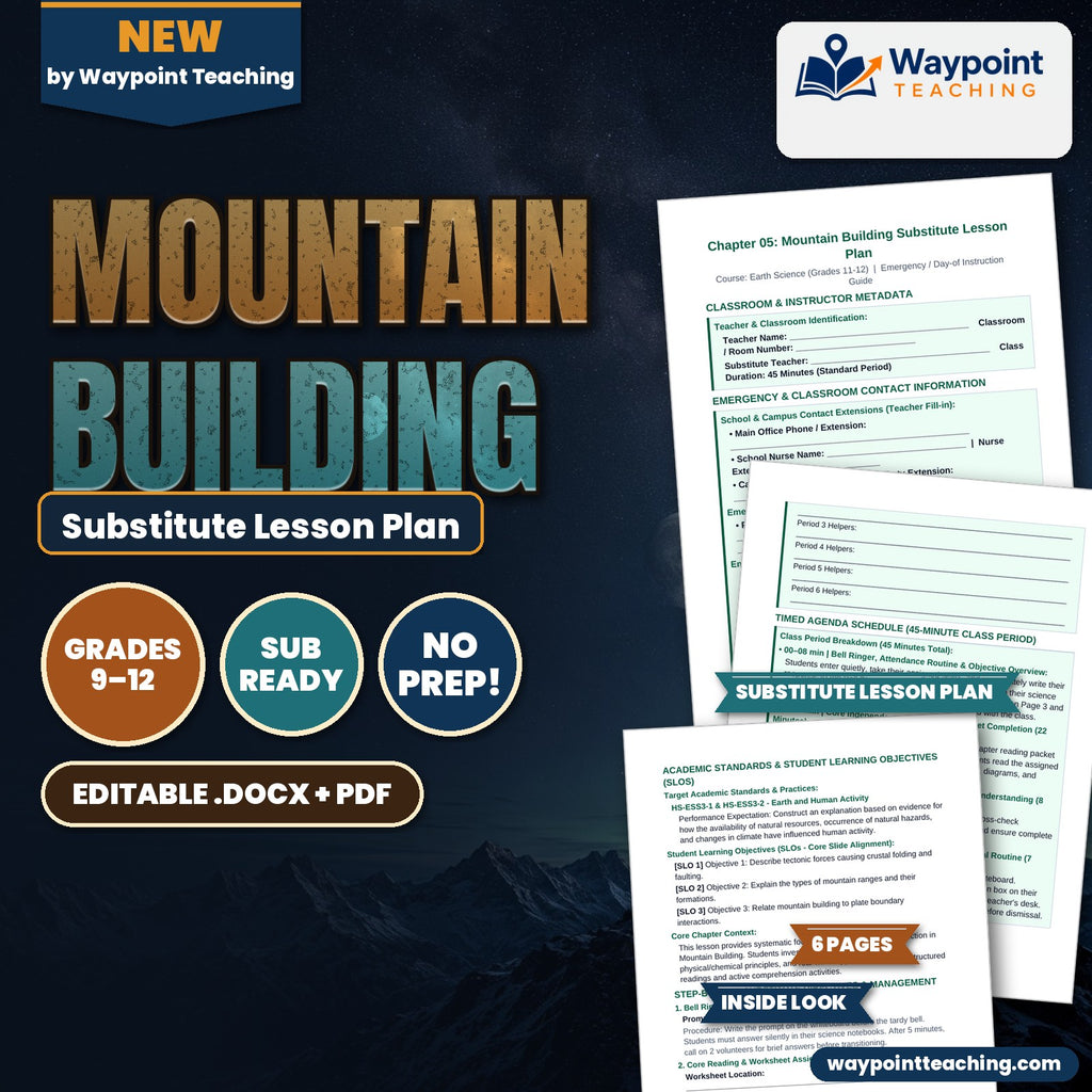 Mountain Building Substitute Lesson Plan cover