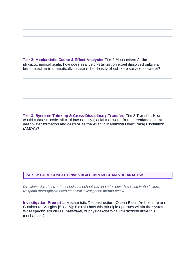 Oceanography Phenomena-Based Lesson: Massive Subpolar Haline Plunging and North Atlantic Deep Water Formation Student Response Sheet sample page