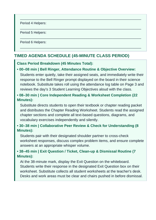 Oceanography Substitute Lesson Plan sample page