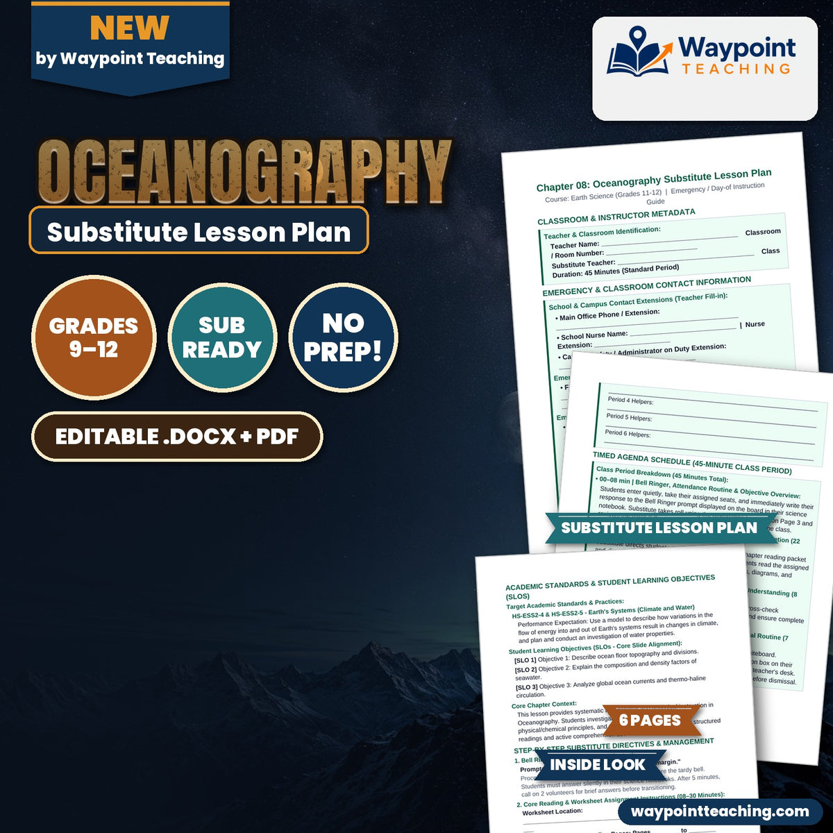 Oceanography Substitute Lesson Plan cover