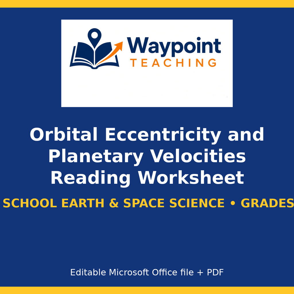 Orbital Eccentricity and Planetary Velocities Reading Worksheet cover