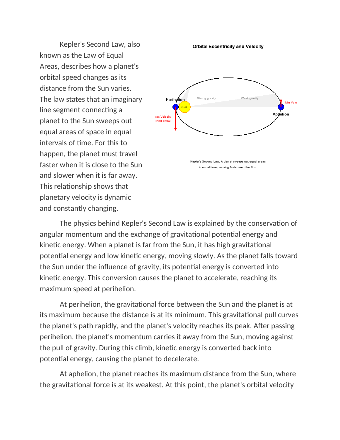 Orbital Eccentricity and Planetary Velocities Reading Worksheet sample page