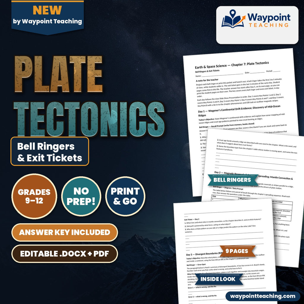 Plate Tectonics Bell Ringers & Exit Tickets cover