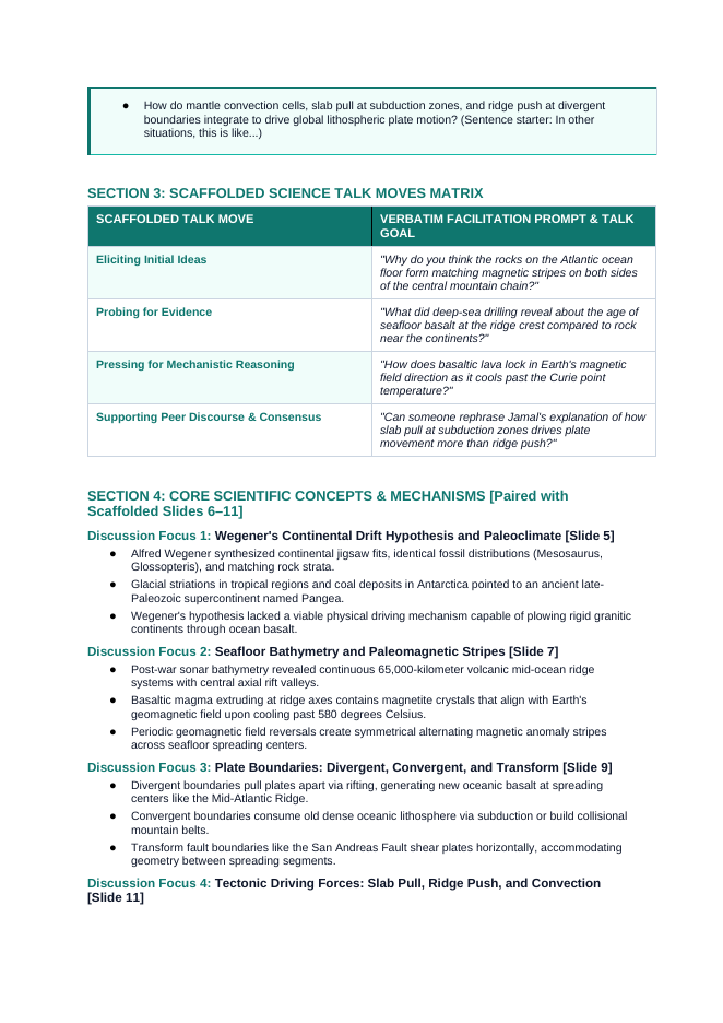 Plate Tectonics Scaffolded Phenomena-Based Lesson: Symmetrical Paleomagnetic Zebra Stripes and Seafloor Spreading Along the Mid-Atlantic Ridge Teacher Discussion Guide sample page