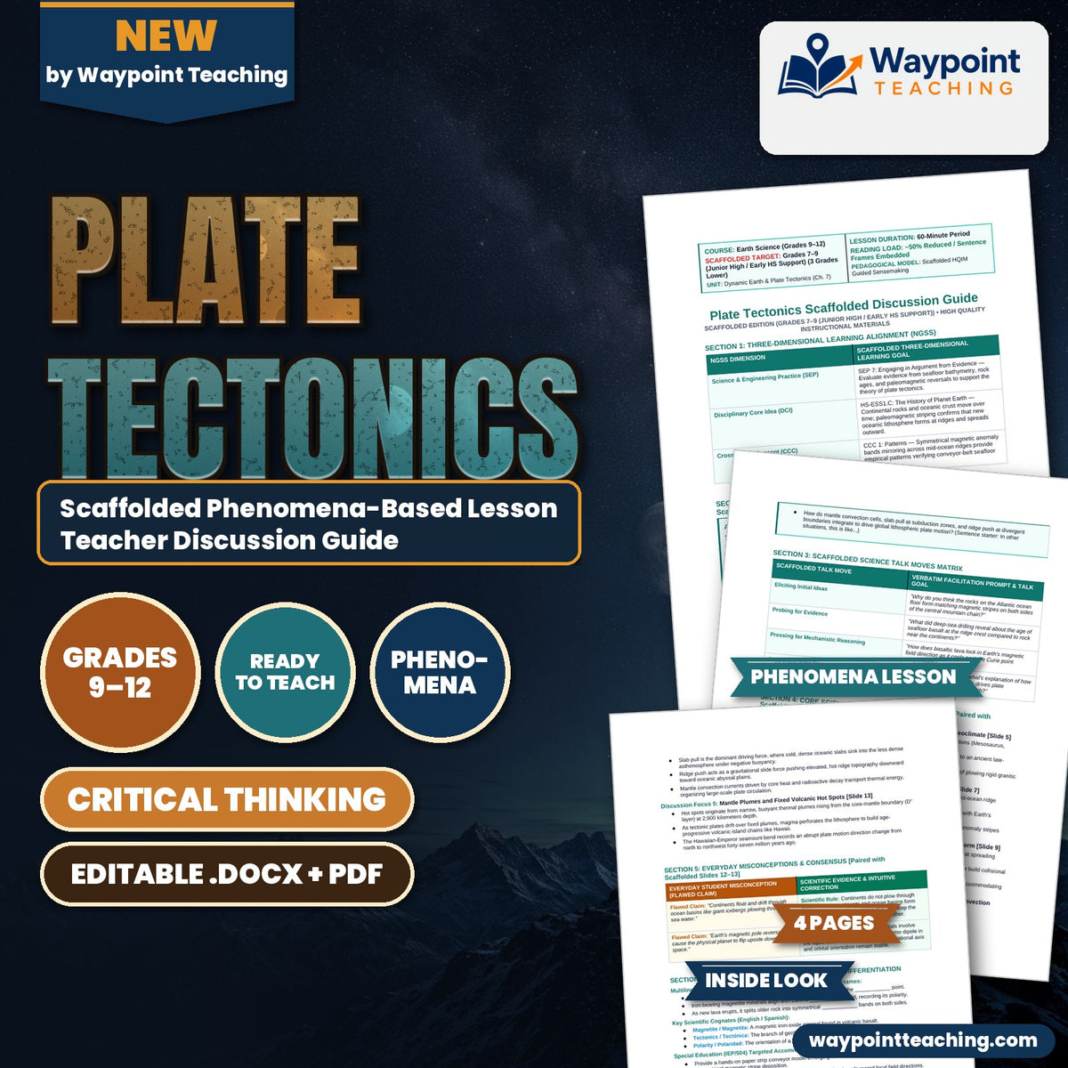 Plate Tectonics Scaffolded Phenomena-Based Lesson: Symmetrical Paleomagnetic Zebra Stripes and Seafloor Spreading Along the Mid-Atlantic Ridge Teacher Discussion Guide cover