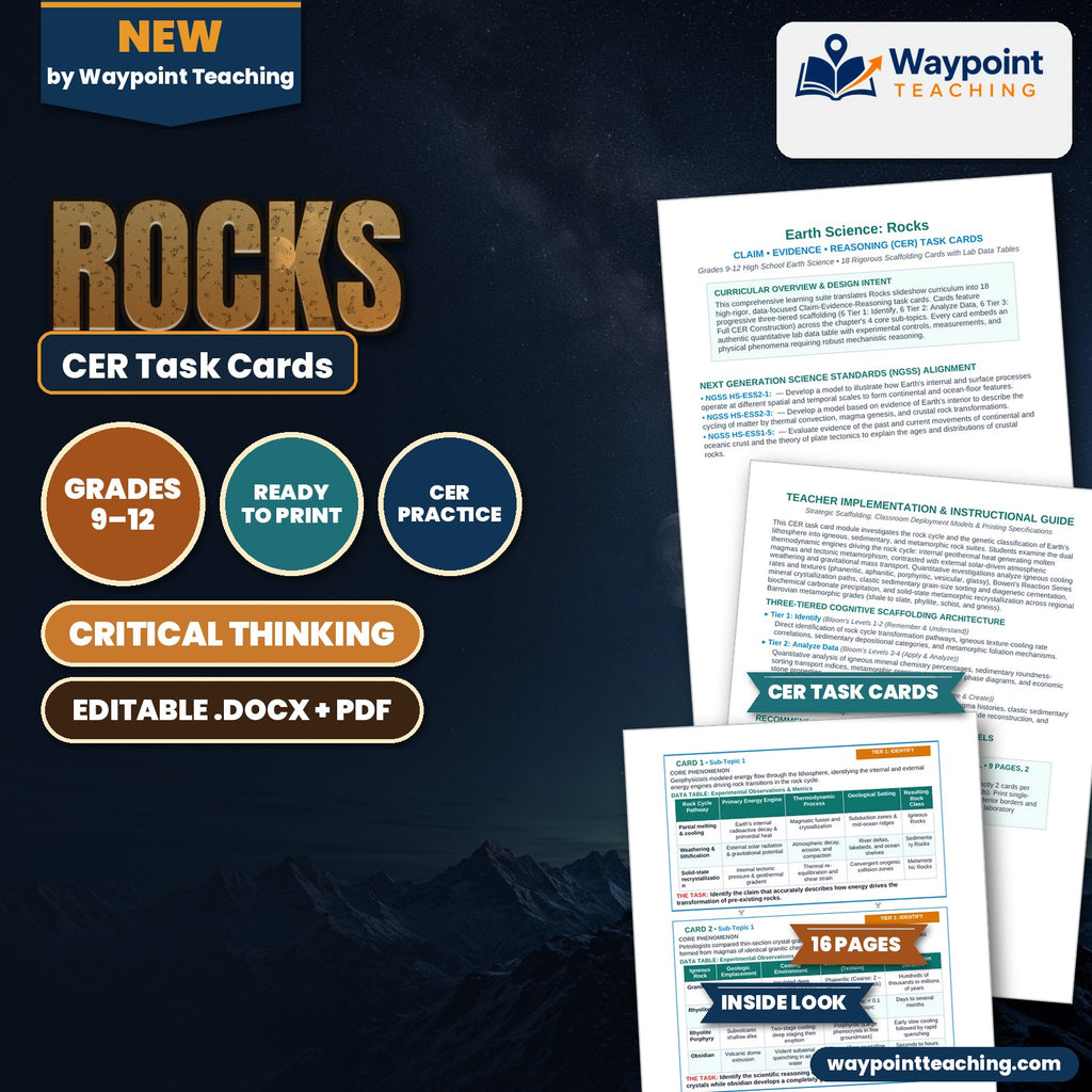 Rocks CER Task Cards cover