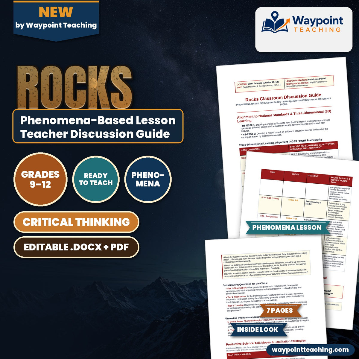 Rocks Phenomena-Based Lesson: Forty Thousand Hexagonal Columnar Basalt Pillars of Giant's Causeway Teacher Discussion Guide cover