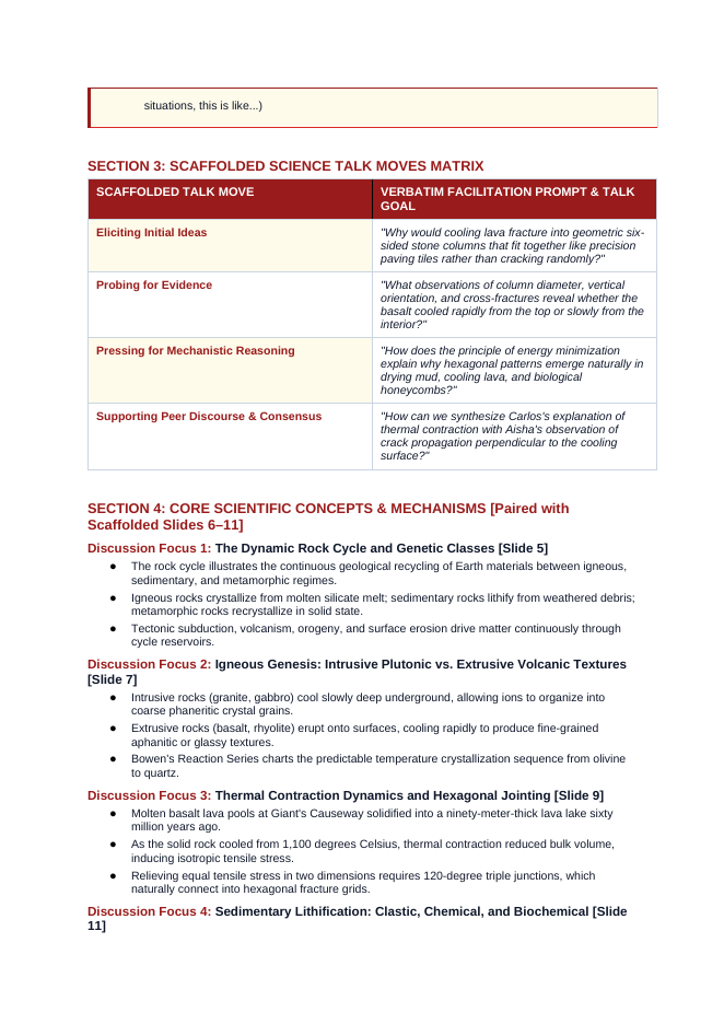Rocks Scaffolded Phenomena-Based Lesson: Forty Thousand Hexagonal Columnar Basalt Pillars of Giant's Causeway Teacher Discussion Guide sample page