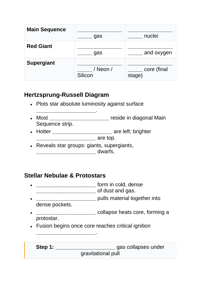 Stars Guided Notes sample page