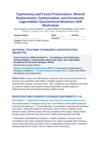 Taphonomy and Fossil Preservation: Mineral Replacement, Carbonization, and Konservat-Lagerstätten Geochemical Windows CER Phenomena Worksheet sample page
