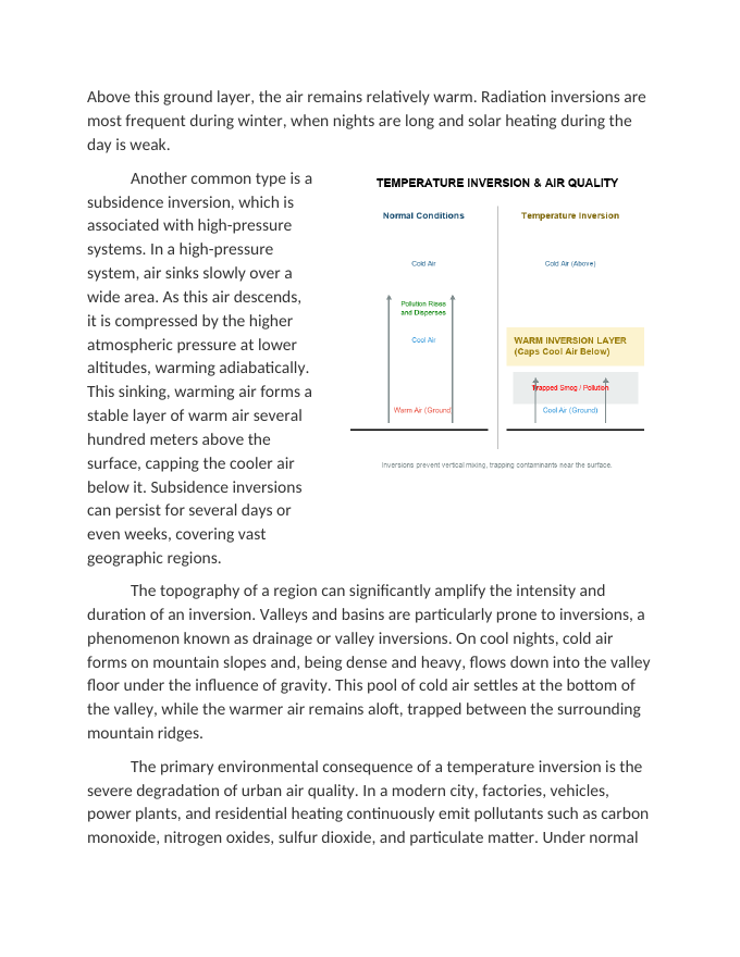 Temperature Inversions and Urban Air Quality Reading Worksheet sample page