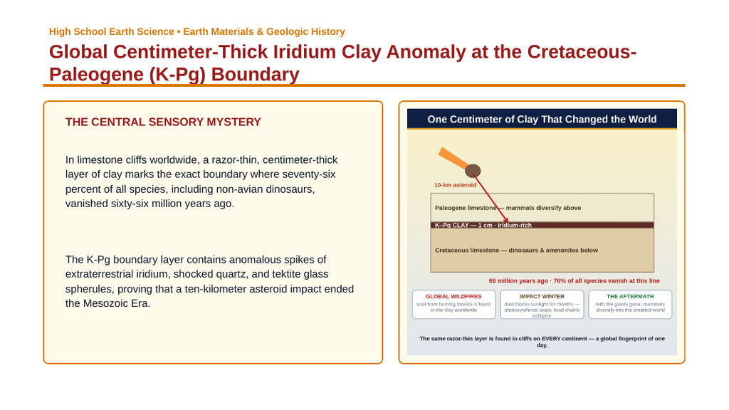The Geologic Time Scale Phenomena-Based Lesson: Global Centimeter-Thick Iridium Clay Anomaly at the Cretaceous-Paleogene (K-Pg) Boundary Presentation sample page