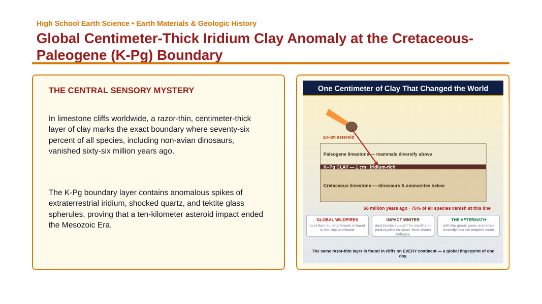The Geologic Time Scale Phenomena-Based Lesson: Global Centimeter-Thick Iridium Clay Anomaly at the Cretaceous-Paleogene (K-Pg) Boundary Presentation sample page