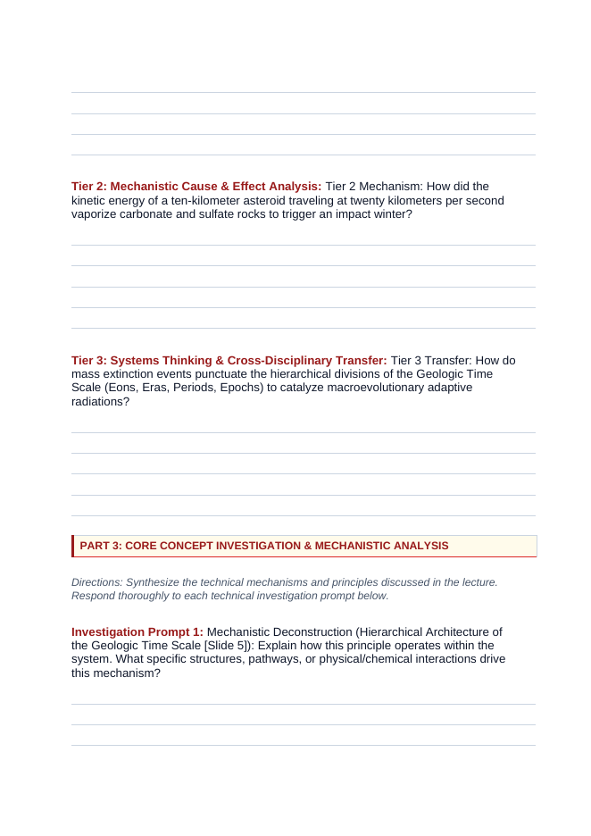 The Geologic Time Scale Phenomena-Based Lesson: Global Centimeter-Thick Iridium Clay Anomaly at the Cretaceous-Paleogene (K-Pg) Boundary Student Response Sheet sample page