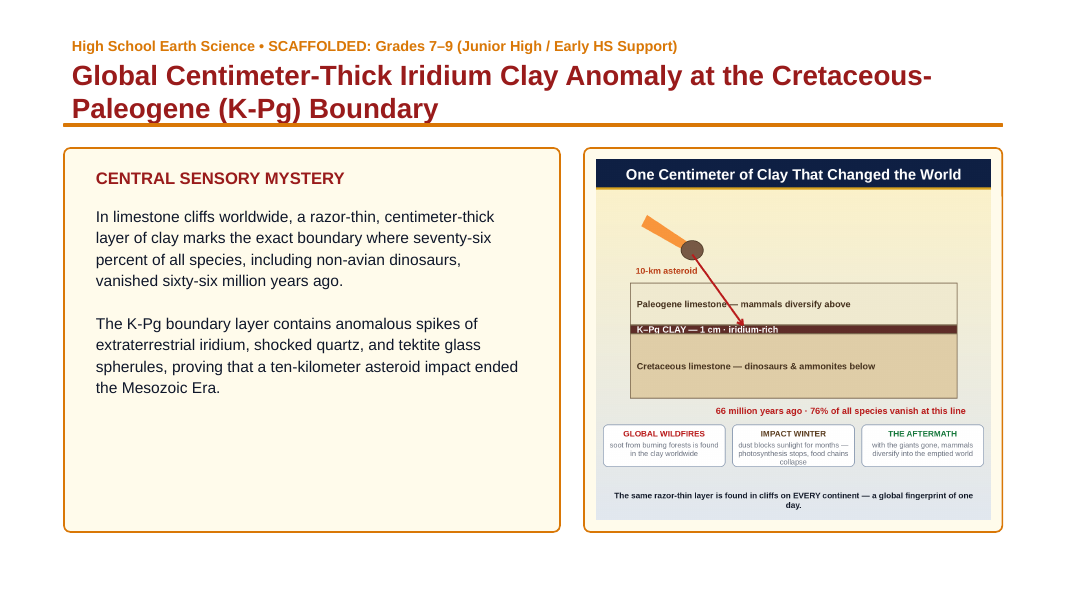 The Geologic Time Scale Scaffolded Phenomena-Based Lesson: Global Centimeter-Thick Iridium Clay Anomaly at the Cretaceous-Paleogene (K-Pg) Boundary Presentation sample page