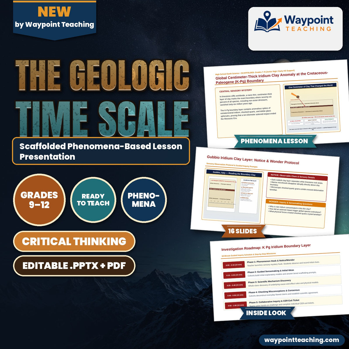 The Geologic Time Scale Scaffolded Phenomena-Based Lesson: Global Centimeter-Thick Iridium Clay Anomaly at the Cretaceous-Paleogene (K-Pg) Boundary Presentation cover