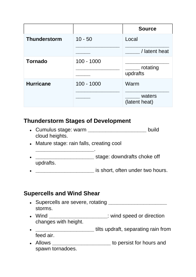 The Nature of Storms Guided Notes sample page