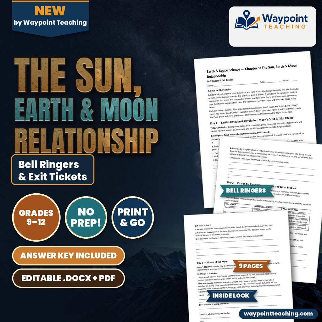 The Sun, Earth & Moon Relationship Bell Ringers & Exit Tickets cover