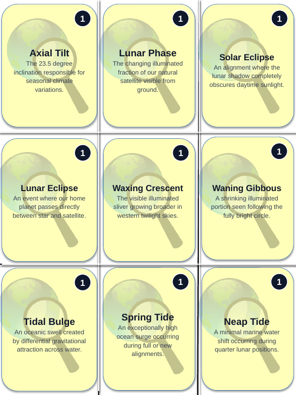 The Sun, Earth & Moon Relationship Trivia Board Game sample page
