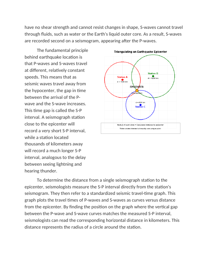 Triangulating Epicenters Using P-Wave and S-Wave Arrival Times Reading Worksheet sample page
