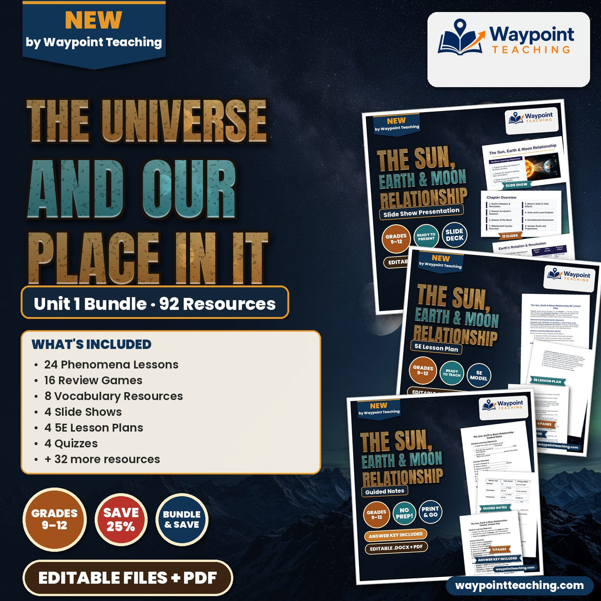 HS Earth & Space Science Unit 1: The Universe and Our Place in It Bundle cover