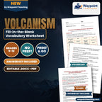 Volcanism Fill-in-the-Blank Vocabulary Worksheet cover