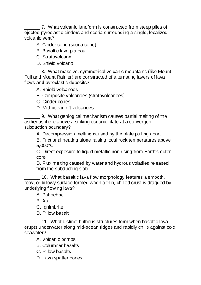 Volcanism Lesson Quiz sample page