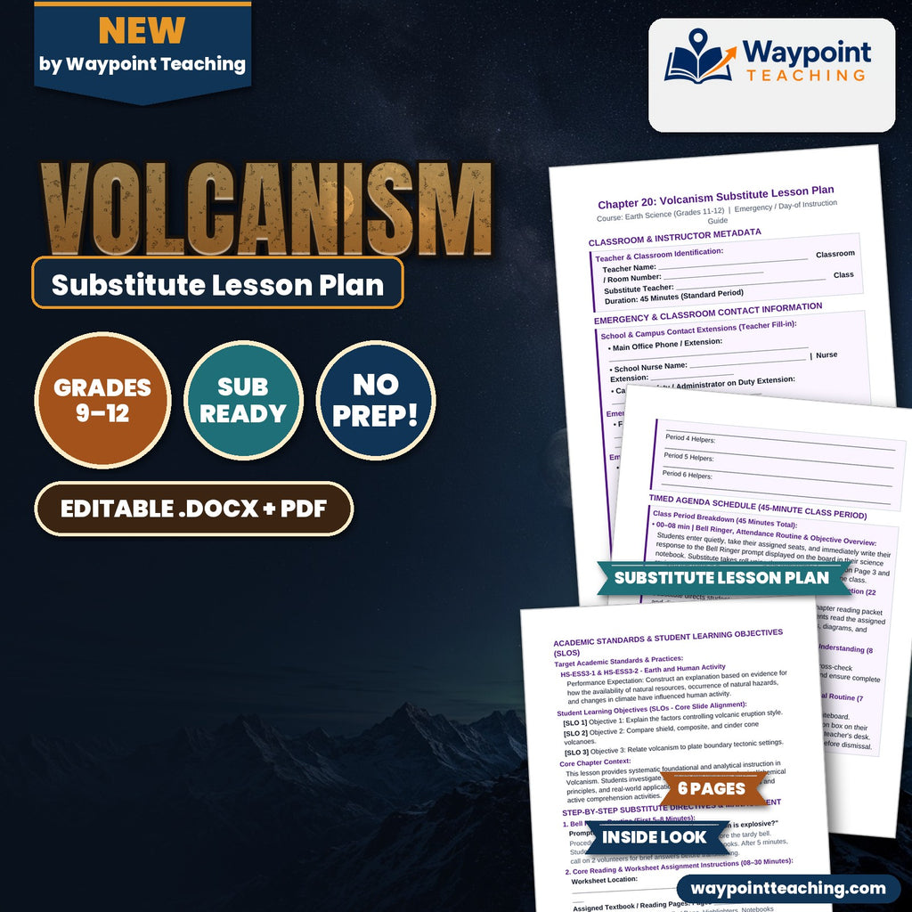 Volcanism Substitute Lesson Plan cover