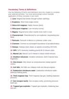 Volcanism Vocabulary Choice Board sample page