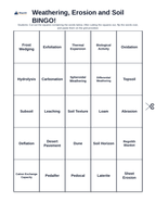 Weathering, Erosion and Soil BINGO Review Game sample page