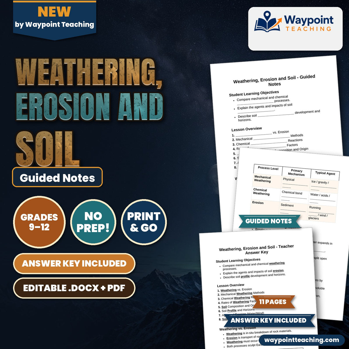 Weathering, Erosion and Soil Guided Notes cover