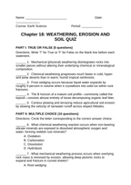 Weathering, Erosion and Soil Lesson Quiz sample page