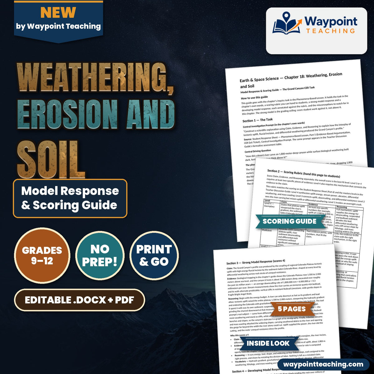 Weathering, Erosion and Soil Model Response & Scoring Guide cover