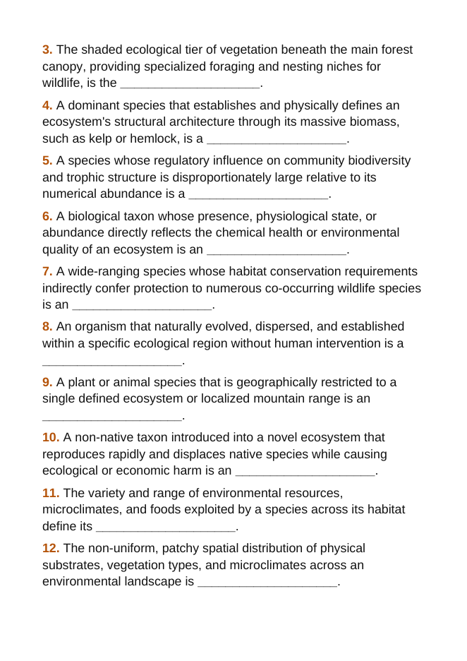 Animals and Classifications Fill-in-the-Blank Vocabulary Worksheet sample page