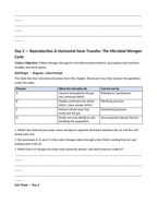 Bacteria and Microorganisms Bell Ringers & Exit Tickets sample page