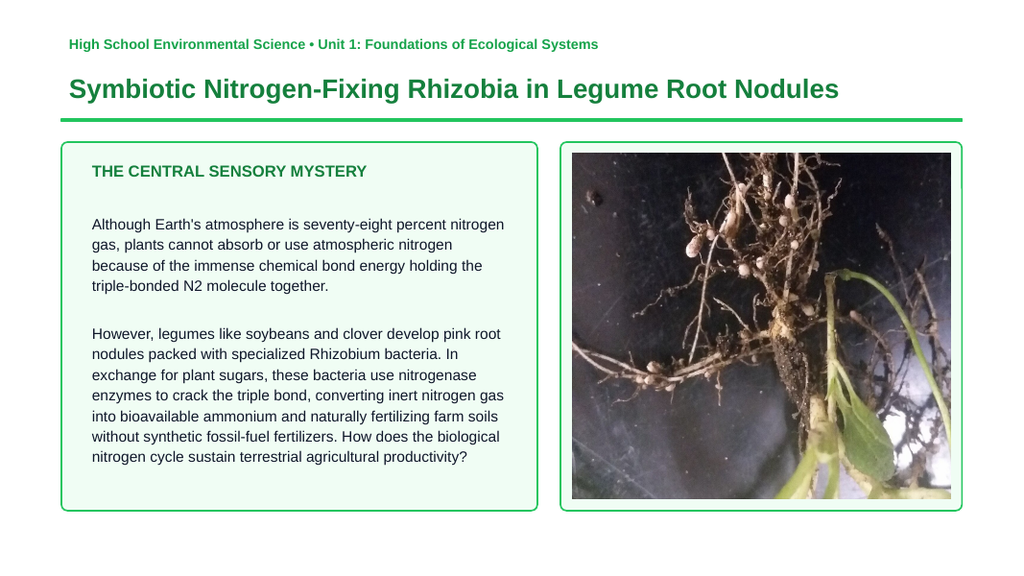 Bacteria and Microorganisms Phenomena-Based Lesson: Symbiotic Nitrogen-Fixing Rhizobia in Legume Root Nodules Presentation sample page