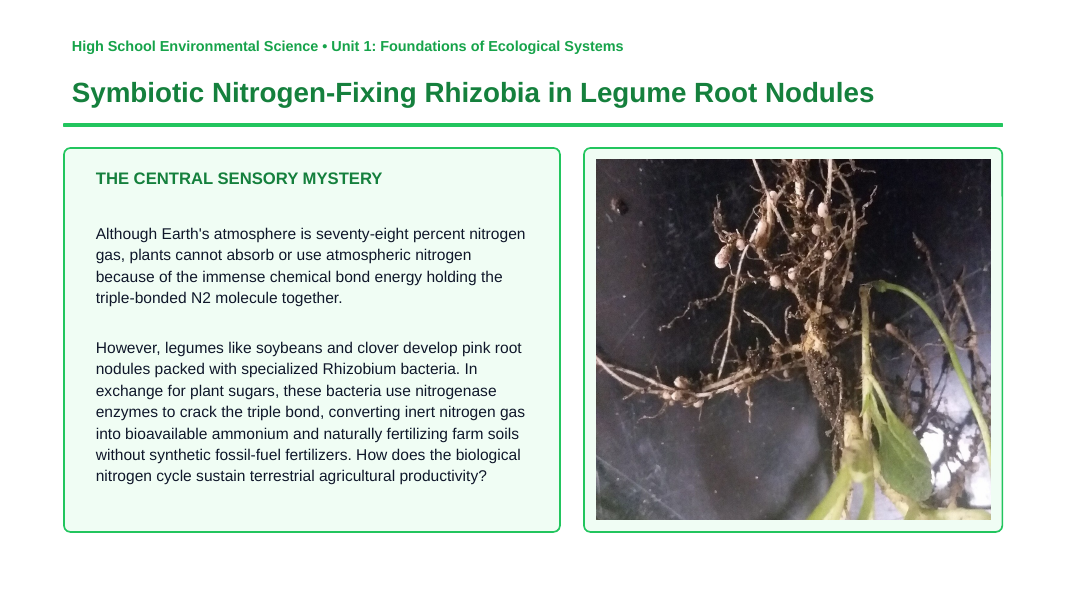 Bacteria and Microorganisms Phenomena-Based Lesson: Symbiotic Nitrogen-Fixing Rhizobia in Legume Root Nodules Presentation sample page