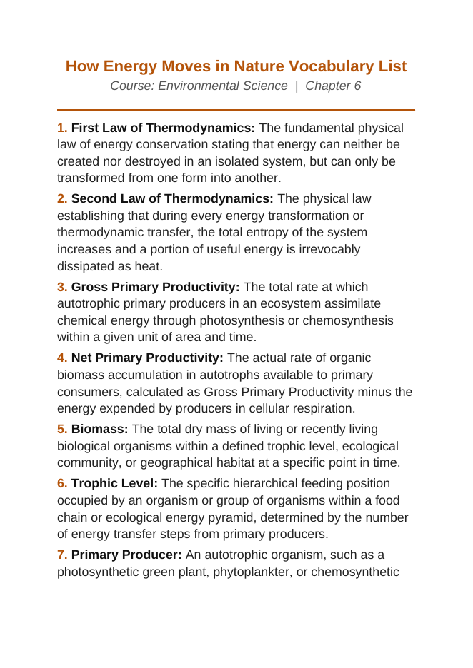 Bacteria and Microorganisms Vocabulary Words & Definitions sample page