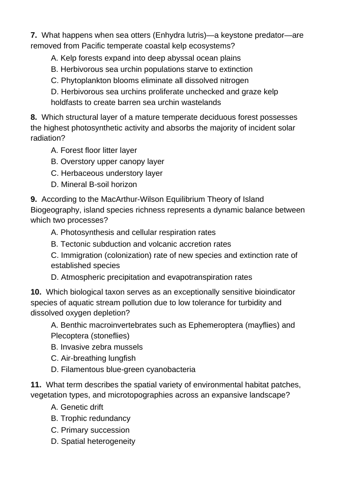 Ecosystem Structures Lesson Quiz sample page