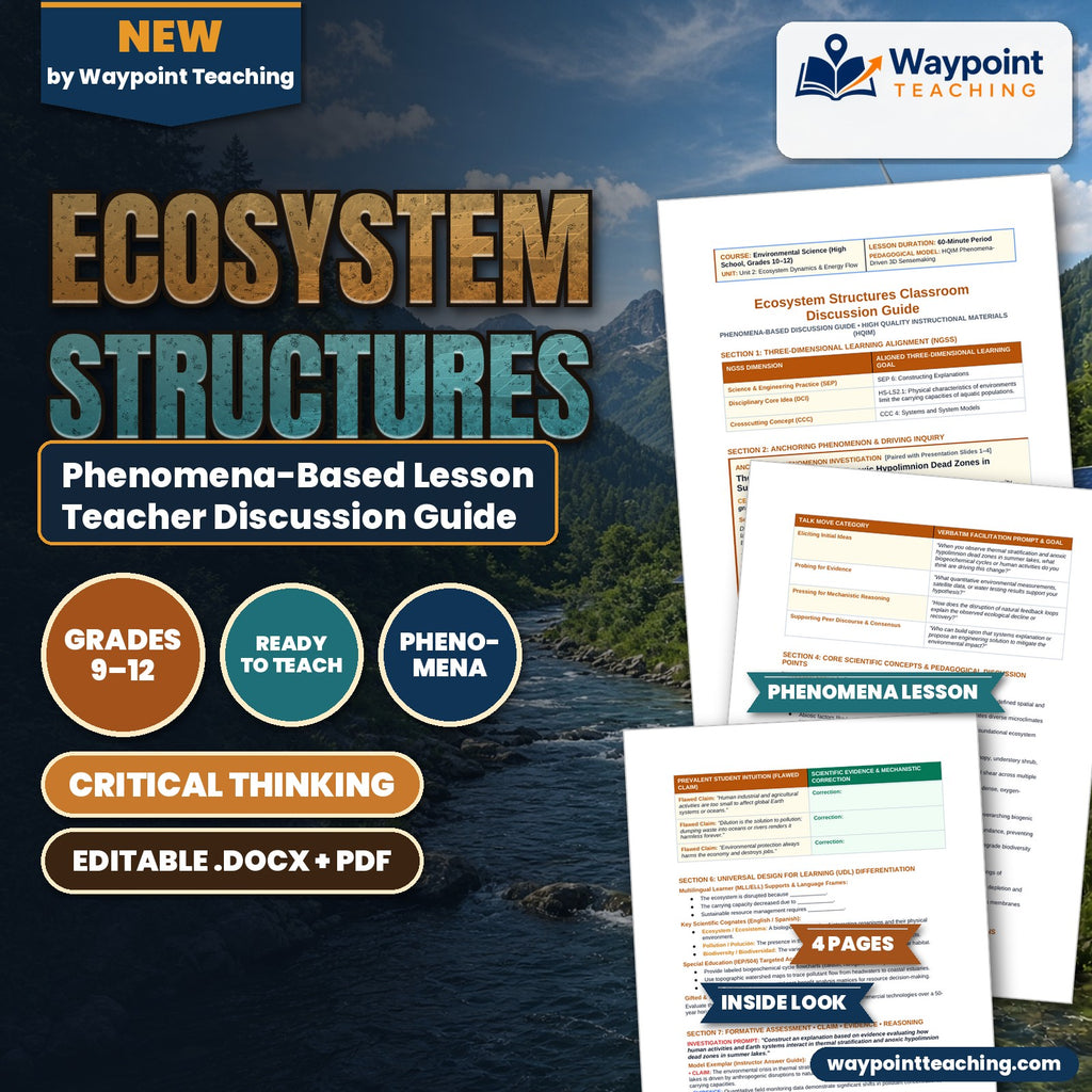 Ecosystem Structures Phenomena-Based Lesson: Thermal Stratification and Anoxic Hypolimnion Dead Zones in Summer Lakes Teacher Discussion Guide cover