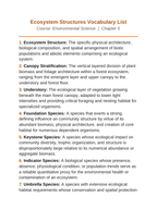 Ecosystem Structures Vocabulary Words & Definitions sample page
