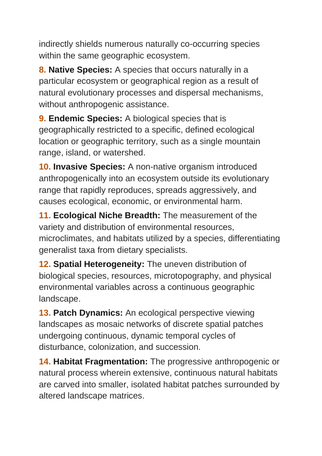 Ecosystem Structures Vocabulary Words & Definitions sample page