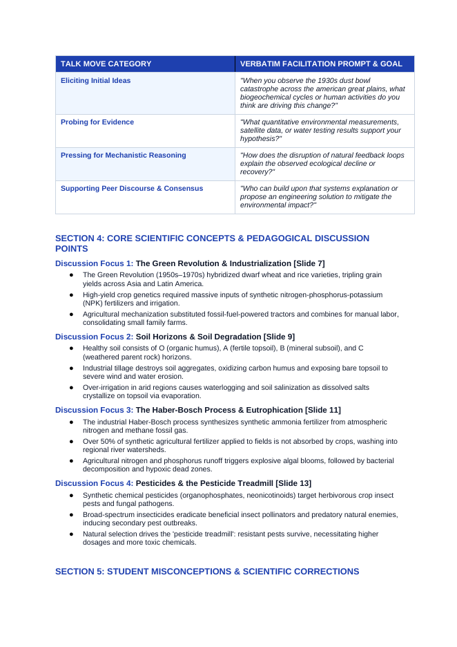 Food Systems and Farming Phenomena-Based Lesson: The 1930s Dust Bowl Catastrophe Across the American Great Plains Teacher Discussion Guide sample page