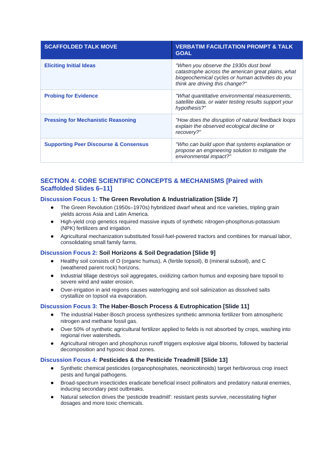 Food Systems and Farming Scaffolded Phenomena-Based Lesson: The 1930s Dust Bowl Catastrophe Across the American Great Plains Teacher Discussion Guide sample page