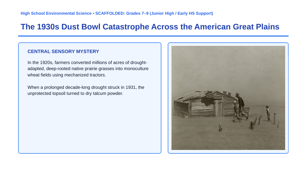 Food Systems and Farming Scaffolded Phenomena-Based Lesson: The 1930s Dust Bowl Catastrophe Across the American Great Plains Presentation sample page