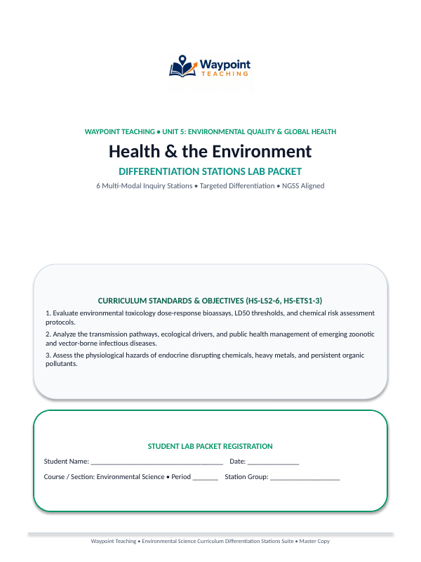 Health and the Environment Differentiation Stations sample page
