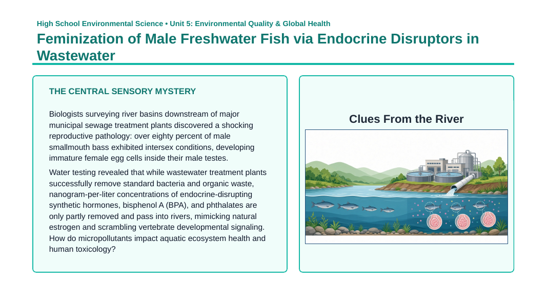 Health and the Environment Phenomena-Based Lesson: Feminization of Male Freshwater Fish via Endocrine Disruptors in Wastewater Presentation sample page