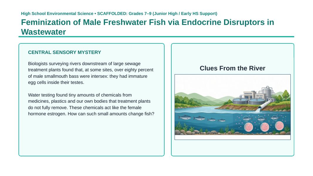 Health and the Environment Scaffolded Phenomena-Based Lesson: Feminization of Male Freshwater Fish via Endocrine Disruptors in Wastewater Presentation sample page
