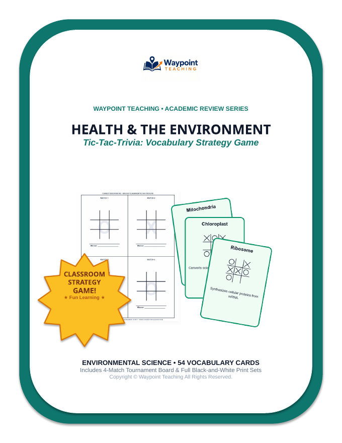 Health and the Environment Tic-Tac-Toe Review Game sample page